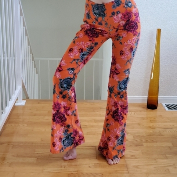 Free People Printed Pull On Cords Flare Pant - Picture 2 of 8